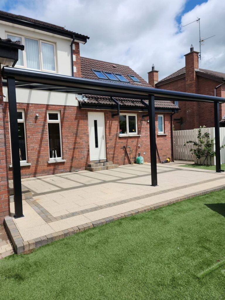 Open Pigato veranda at a brick house